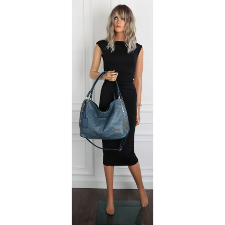 Torebka damska worek shopper pojemna miejska na ramię CH3368 Granatowa