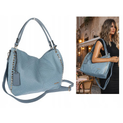 Torebka damska worek shopper pojemna miejska na ramię CH3368 Niebieska