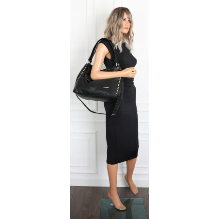 Torebka damska worek shopper pojemna miejska casual na ramię CH3368 Czarna