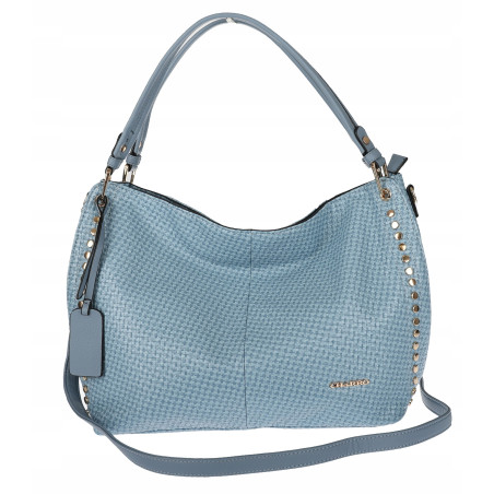 Torebka damska worek shopper pojemna miejska na ramię CH3368 Niebieska