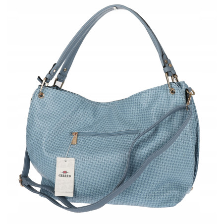Torebka damska worek shopper pojemna miejska na ramię CH3368 Niebieska