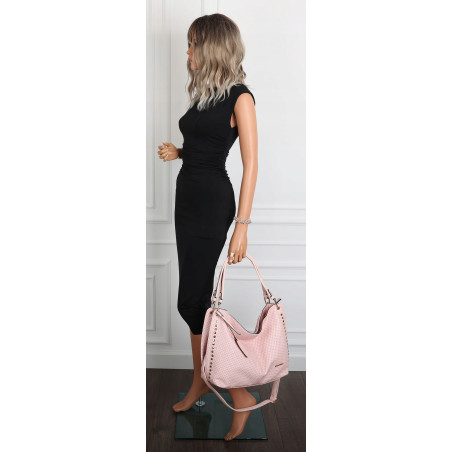 Torebka damska worek shopper pojemna miejska casual na ramię CH3368 Różowa