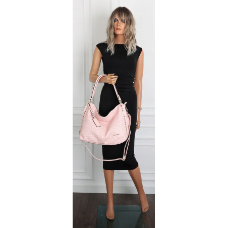 Torebka damska worek shopper pojemna miejska casual na ramię CH3368 Różowa