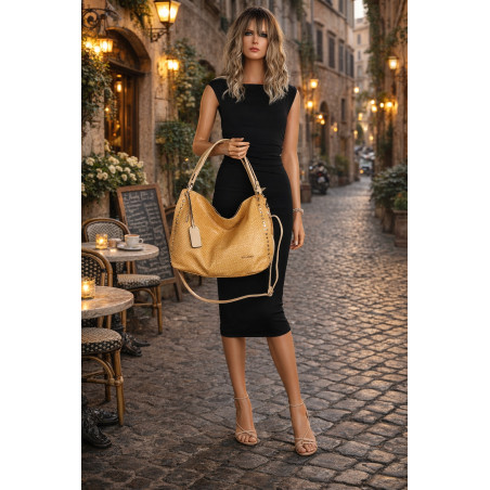 Torebka damska worek shopper pojemna miejska casual na ramię CH3368 Brązowa