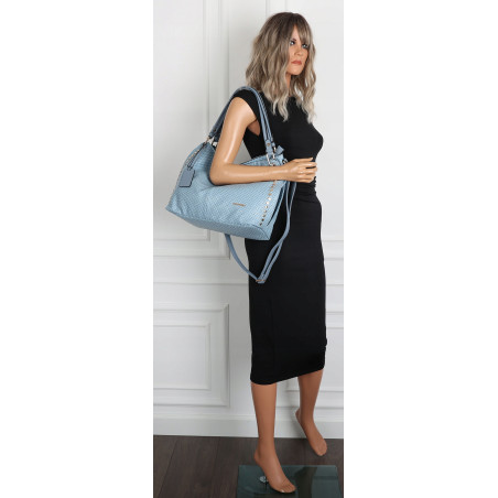 Torebka damska worek shopper pojemna miejska na ramię CH3368 Niebieska