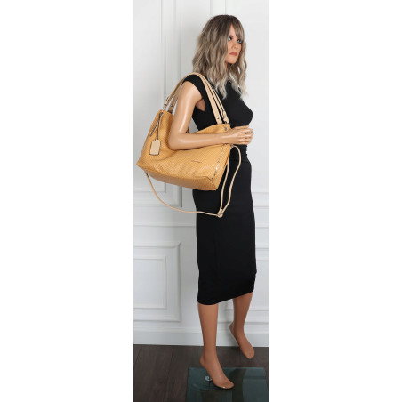 Torebka damska worek shopper pojemna miejska casual na ramię CH3368 Brązowa