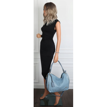 Torebka damska worek shopper pojemna miejska na ramię CH3368 Niebieska