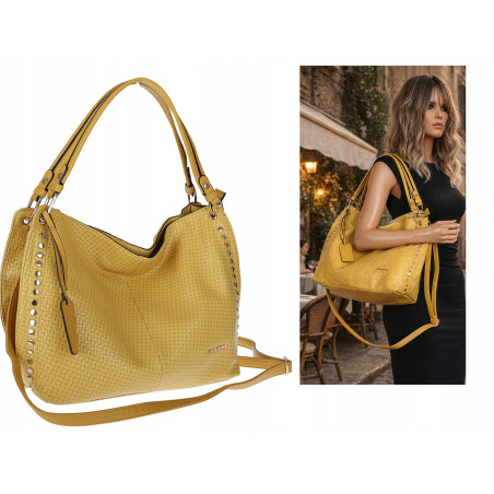 Torebka damska worek shopper pojemna miejska casual na ramię CH3368 Żółta