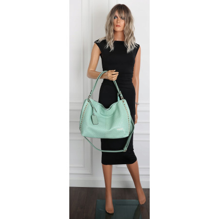 Torebka damska worek shopper pojemna miejska casual na ramię CH3368 Zielona