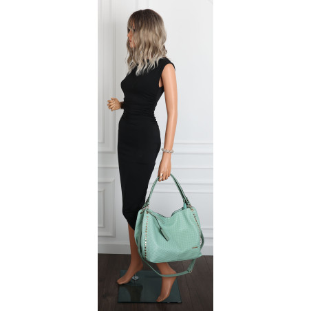 Torebka damska worek shopper pojemna miejska casual na ramię CH3368 Zielona