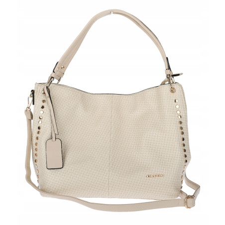 Torebka damska worek shopper pojemna miejska casual na ramię CH3368 Beżowa