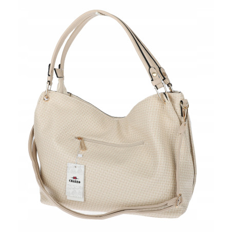 Torebka damska worek shopper pojemna miejska casual na ramię CH3368 Beżowa