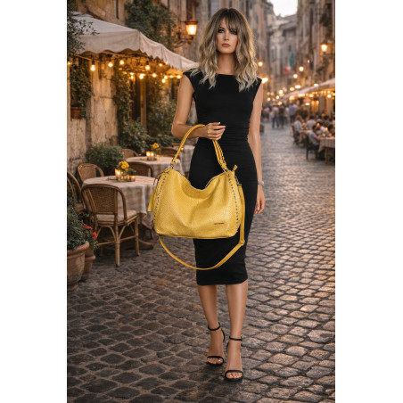 Torebka damska worek shopper pojemna miejska casual na ramię CH3368 Żółta