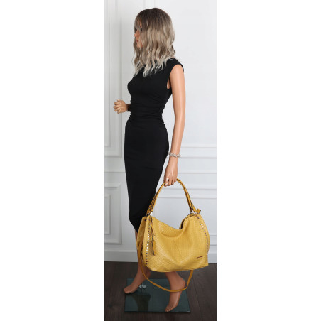 Torebka damska worek shopper pojemna miejska casual na ramię CH3368 Żółta