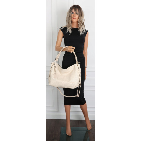 Torebka damska worek shopper pojemna miejska casual na ramię CH3368 Beżowa