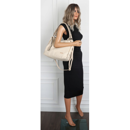 Torebka damska worek shopper pojemna miejska casual na ramię CH3368 Beżowa