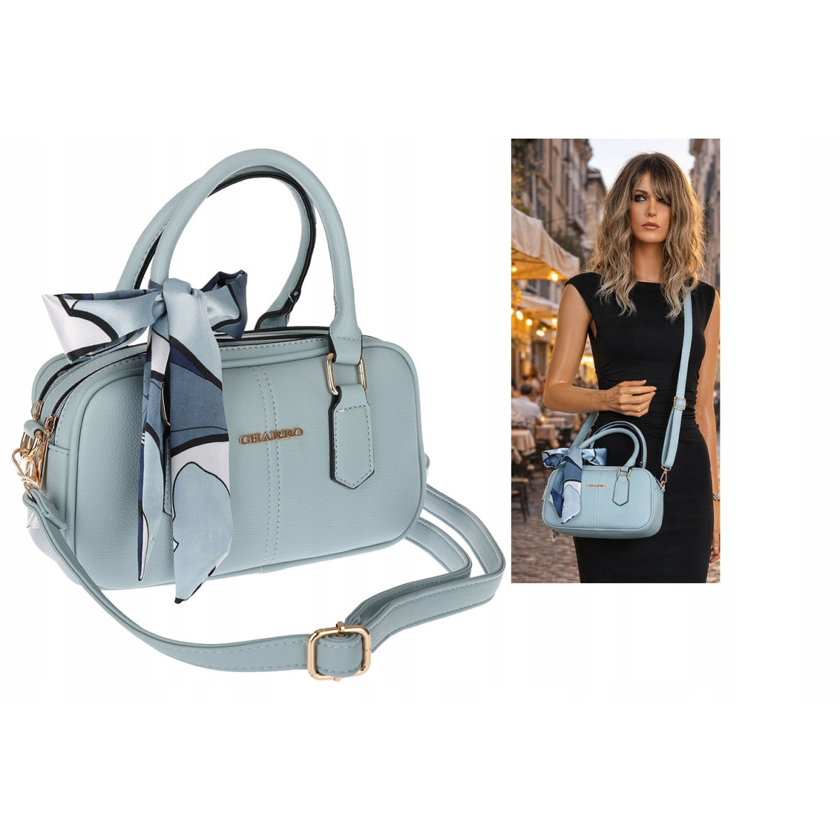 Torebka damska listonoszka kuferek pojemna na ramię CH662179 Niebieska