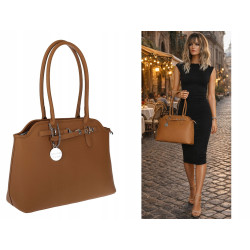 Torebka damska kuferek shopper A4 pojemna na ramię torba OSY84 Brązowa