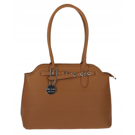 Torebka damska kuferek shopper A4 pojemna na ramię torba OSY84 Brązowa