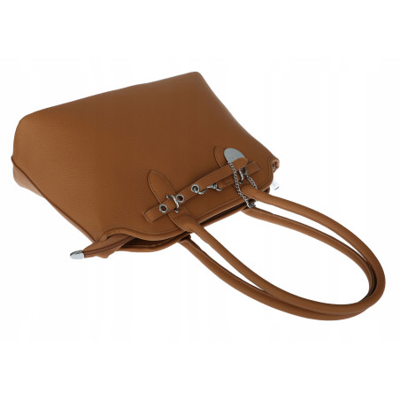 Torebka damska kuferek shopper A4 pojemna na ramię torba OSY84 Brązowa