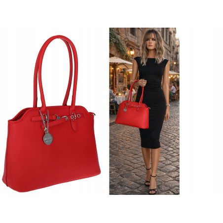 Torebka damska kuferek shopper A4 pojemna na ramię torba OSY84 Czerwona