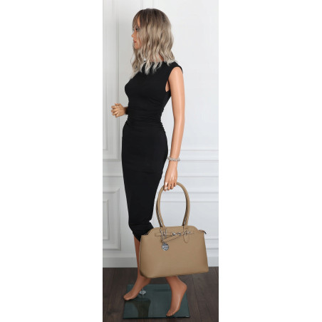 Torebka damska kuferek shopper A4 pojemna na ramię torba OSY84 Brązowa