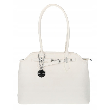 Torebka damska kuferek shopper A4 pojemna modna na ramię torba OSY84 Biała