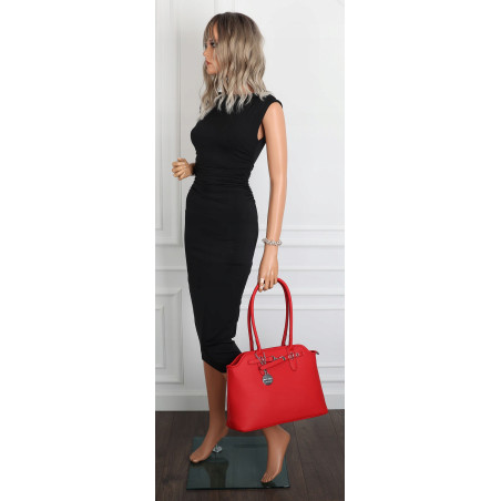 Torebka damska kuferek shopper A4 pojemna na ramię torba OSY84 Czerwona