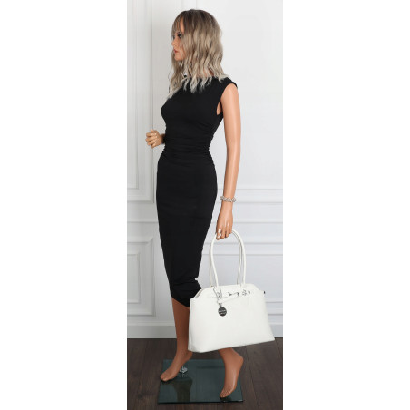 Torebka damska kuferek shopper A4 pojemna modna na ramię torba OSY84 Biała