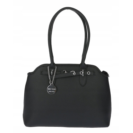 Torebka damska kuferek shopper A4 pojemna modna na ramię torba OSY84 Czarna