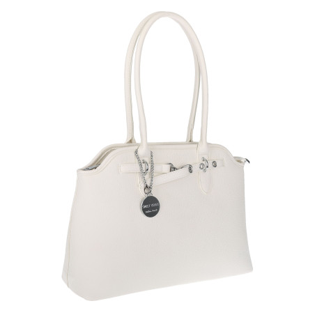 Torebka damska kuferek shopper A4 pojemna modna na ramię torba OSY84 Biała