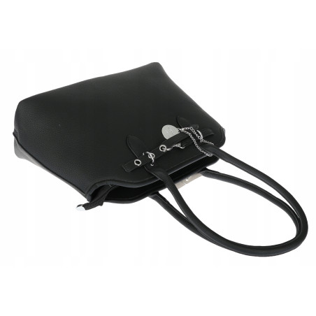 Torebka damska kuferek shopper A4 pojemna modna na ramię torba OSY84 Czarna