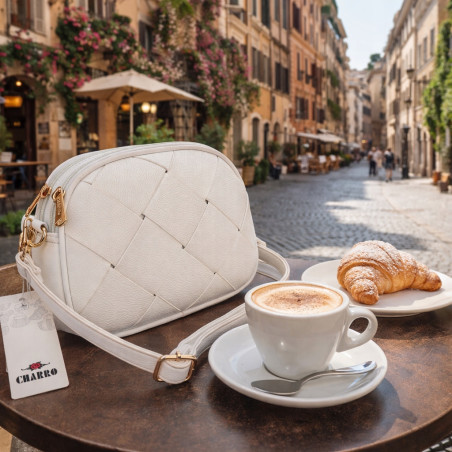Torebka damska listonoszka pleciona miejska na ramię torba CH3354 Biała