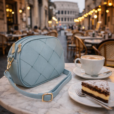 Torebka damska listonoszka pleciona miejska na ramię torba CH3354 Niebieska