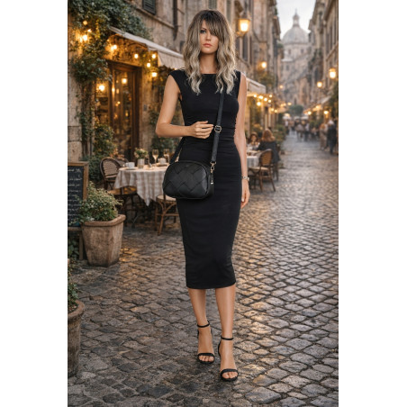 Torebka damska listonoszka pleciona miejska na ramię torba CH3354 Czarna