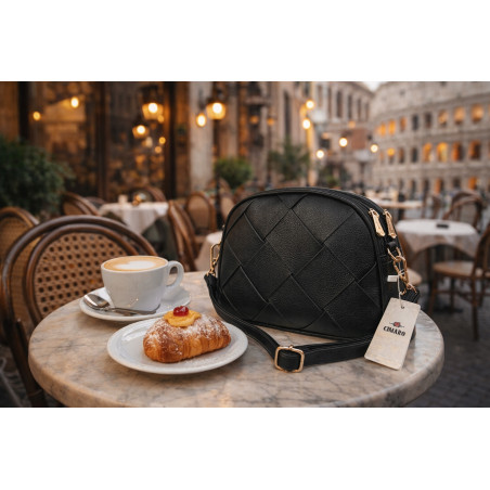 Torebka damska listonoszka pleciona miejska na ramię torba CH3354 Czarna