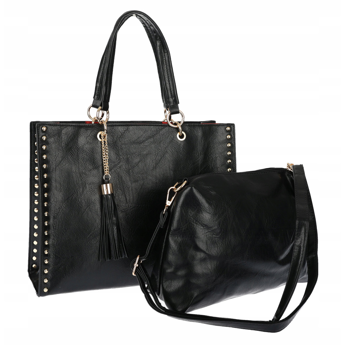 Torebka damska teczka A4 pojemna listonoszka 2w1 duża pasek HJ81121 Czarna