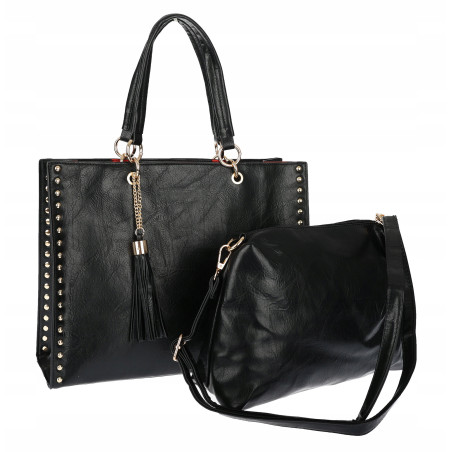 Torebka damska teczka A4 pojemna listonoszka 2w1 duża pasek HJ81121 Czarna