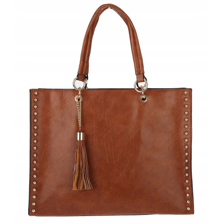 Torebka damska teczka A4 pojemna listonoszka 2w1 duża pasek HJ81121 Brązowa