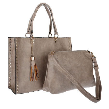 Torebka damska teczka A4 pojemna listonoszka 2w1 duża pasek HJ81121 Beżowa