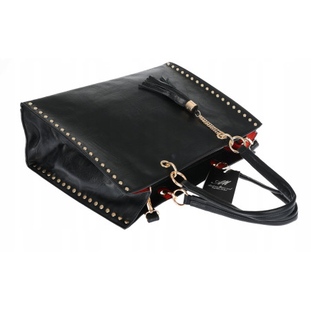 Torebka damska teczka A4 pojemna listonoszka 2w1 duża pasek HJ81121 Czarna