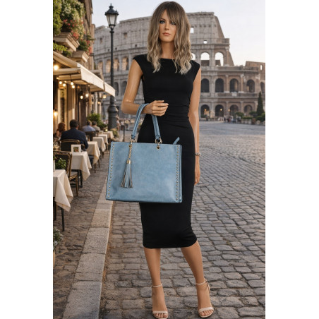 Torebka damska teczka A4 pojemna listonoszka 2w1 duża HJ81121 Niebieska