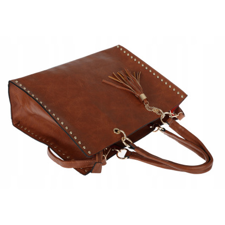 Torebka damska teczka A4 pojemna listonoszka 2w1 duża pasek HJ81121 Brązowa