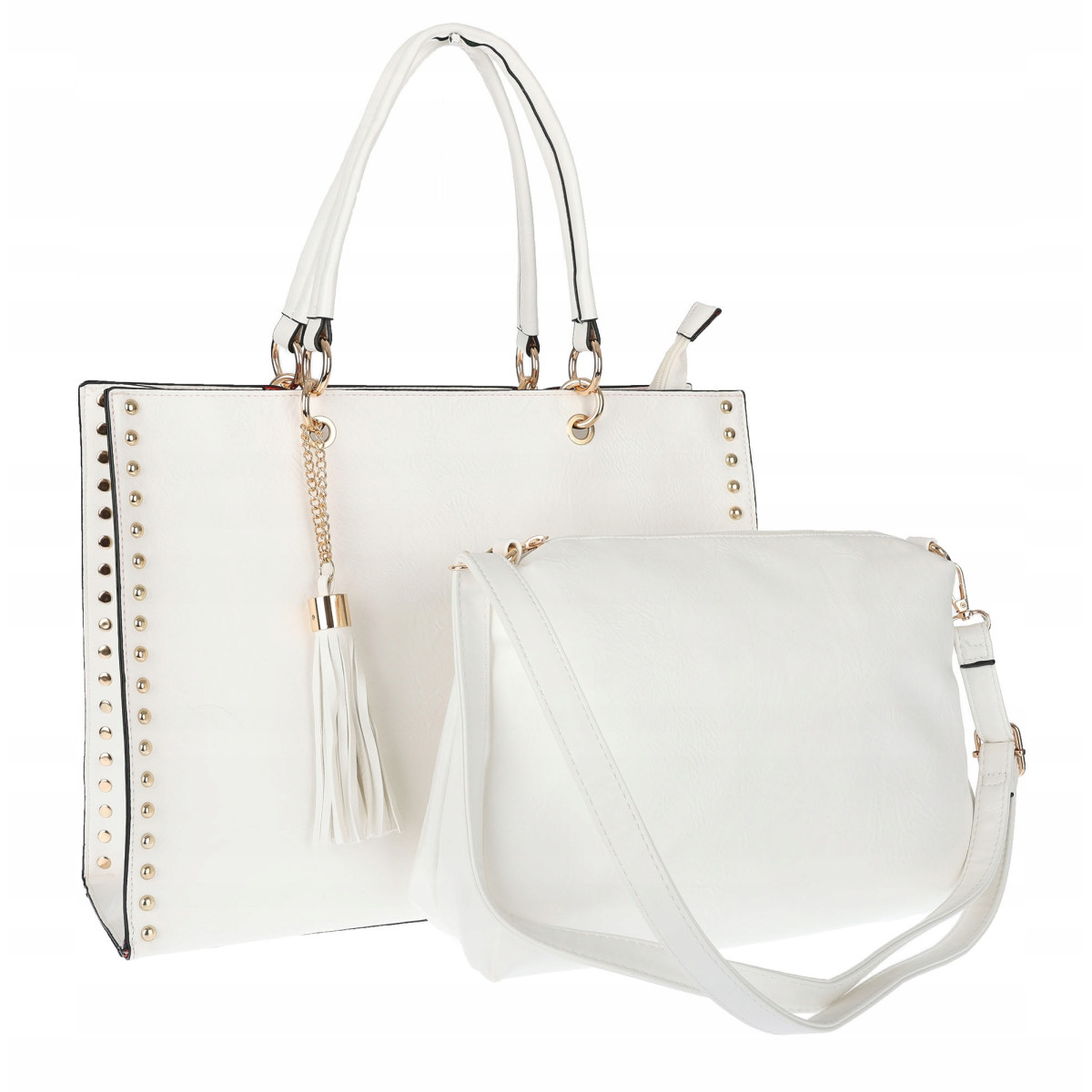 Torebka damska teczka A4 pojemna listonoszka 2w1 do pracy HJ81121 Biała