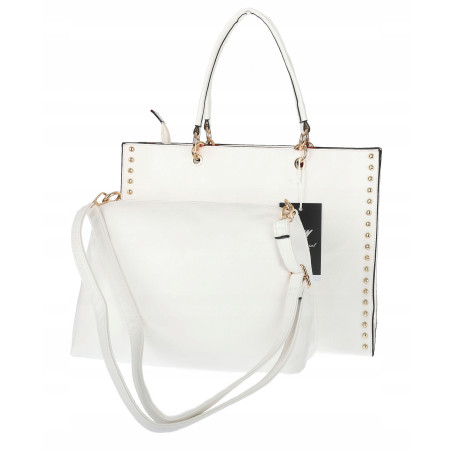 Torebka damska teczka A4 pojemna listonoszka 2w1 do pracy HJ81121 Biała