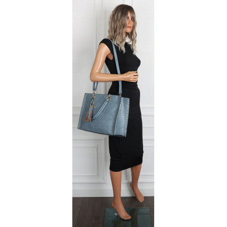 Torebka damska teczka A4 pojemna listonoszka 2w1 duża HJ81121 Niebieska