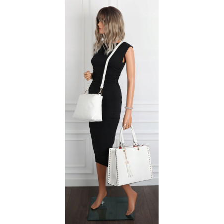 Torebka damska teczka A4 pojemna listonoszka 2w1 do pracy HJ81121 Biała