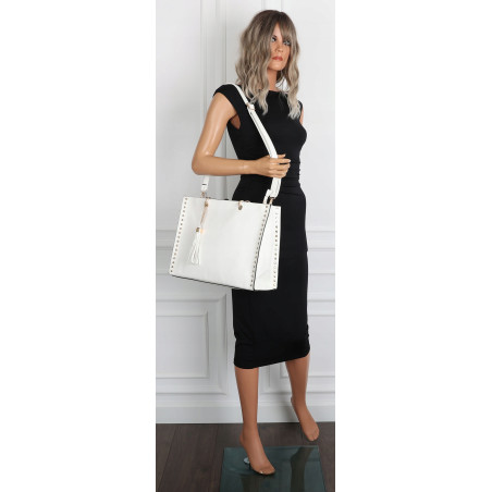 Torebka damska teczka A4 pojemna listonoszka 2w1 do pracy HJ81121 Biała