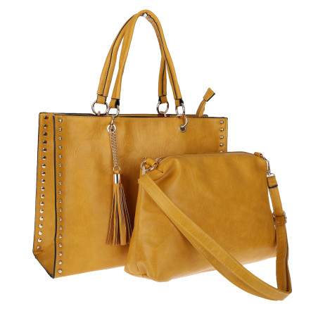 Torebka damska teczka A4 pojemna listonoszka 2w1 duża pasek HJ81121 Żółta