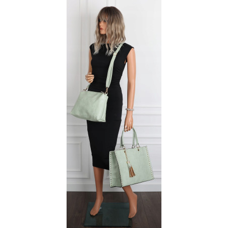 Torebka damska teczka A4 pojemna listonoszka 2w1 duża modna HJ81121 Zielona